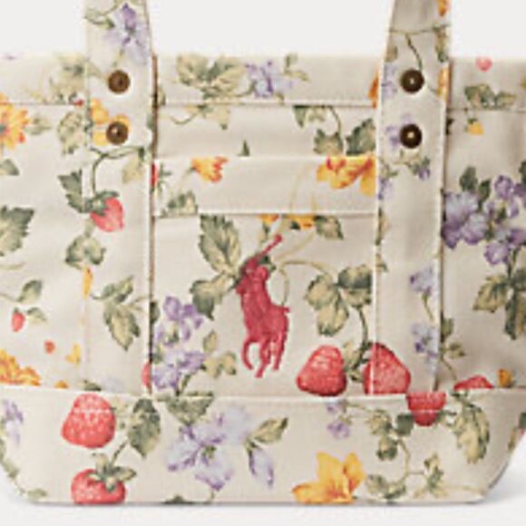 NWT Polo RALPH LAUREN Floral Big Pony Canvas Mini Tote new with tag - Picture 2 of 10